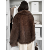 Tmavě hnědý kožešinový kabátek OSHARI