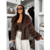 Tmavě hnědý kožešinový kabátek OSHARI
