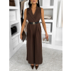 Hnědý elegantní dlouhý overal ZYMORIA s páskem