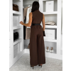 Hnědý elegantní dlouhý overal ZYMORIA s páskem