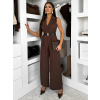 Hnědý elegantní dlouhý overal ZYMORIA s páskem