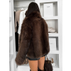Hnědý faux fur kožešinový krátký kabátek AZHARI