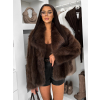 Hnědý faux fur kožešinový krátký kabátek AZHARI