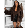 Hnědý faux fur kožešinový krátký kabátek AZHARI