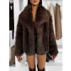 Hnědý faux fur kožešinový krátký kabátek AZHARI
