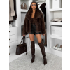Hnědý faux fur kožešinový krátký kabátek AZHARI