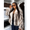 Bílohnědý kožešinový krátký kabátek OSHARI