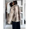 Bílohnědý kožešinový krátký kabátek OSHARI