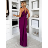 Fialové dlouhé řasené společenské šaty MIRRU