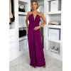 Fialové dlouhé řasené společenské šaty MIRRU
