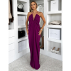 Fialové dlouhé řasené společenské šaty MIRRU