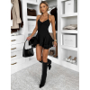 Černé koktejlové volánkové mini šaty FIORINA