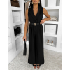 Černý elegantní dlouhý overal ZYMORIA s páskem