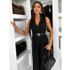 Černý elegantní dlouhý overal ZYMORIA s páskem