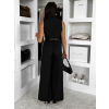 Černý elegantní dlouhý overal ZYMORIA s páskem