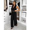 Černý elegantní dlouhý overal ZYMORIA s páskem