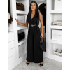 Černý elegantní dlouhý overal ZYMORIA s páskem