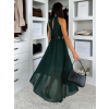 Smaragdové dlouhé šaty DLEGO s páskem