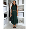Smaragdové dlouhé šaty DLEGO s páskem