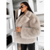 Béžový faux fur krátký kožešinový kabátek MORVEN