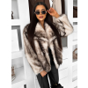 Bílohnědý kožešinový faux fur krátký kabátek CALORY
