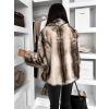 Bílohnědý kožešinový faux fur krátký kabátek CALORY
