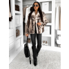 Bílohnědý kožešinový faux fur krátký kabátek CALORY