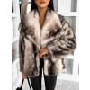 Bílohnědý kožešinový faux fur krátký kabátek CALORY