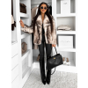 Bílohnědý kožešinový faux fur krátký kabátek CALORY
