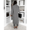 Šedý dlouhý elegantní kabát COBALT s knoflíky