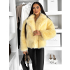 Žlutý faux fur huňatý kožešinový kabátek MORVEN