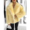 Žlutý faux fur huňatý kožešinový kabátek MORVEN