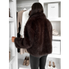 Tmavě hnědý faux fur huňatý kožešinový kabátek MORVEN
