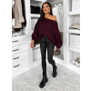 Vínový pletený široký oversize svetr MYRALI