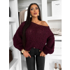 Vínový pletený široký oversize svetr MYRALI