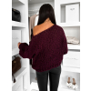 Vínový pletený široký oversize svetr MYRALI