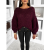 Vínový pletený široký oversize svetr MYRALI