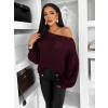 Vínový pletený široký oversize svetr MYRALI