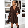 Hnědé košilové zavinovací krátké šaty OLUREYA