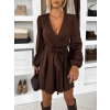 Hnědé košilové zavinovací krátké šaty OLUREYA