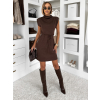 Tmavě hnědé vypasované šaty SOLVANE se šňůrkou
