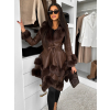 Hnědý koženkový kabát SALMORO s kožešinkou