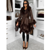 Hnědý koženkový kabát SALMORO s kožešinkou