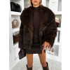 Hnědý kožešinový faux fur kabátek MINVERO