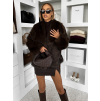 Hnědý kožešinový faux fur kabátek MINVERO