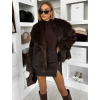 Hnědý kožešinový faux fur kabátek MINVERO