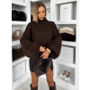 Hnědý dlouhý maxi svetr FEROLYN