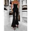 Černé krajkové dlouhé zvonové kalhoty FYNORIA