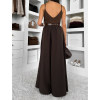 Tmavě hnědé extra široké maxi kalhoty BIGGERS s páskem