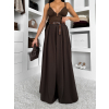 Tmavě hnědé extra široké maxi kalhoty BIGGERS s páskem